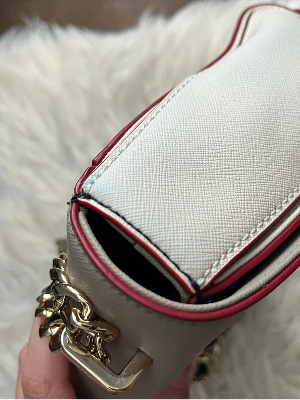 Tommy Hilfiger Two-Tone Chain Shoulder Bag in Beige and Black